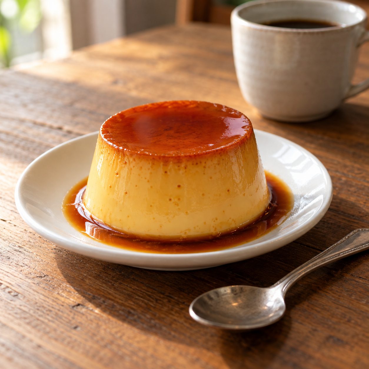 かためのプリンとコーヒー